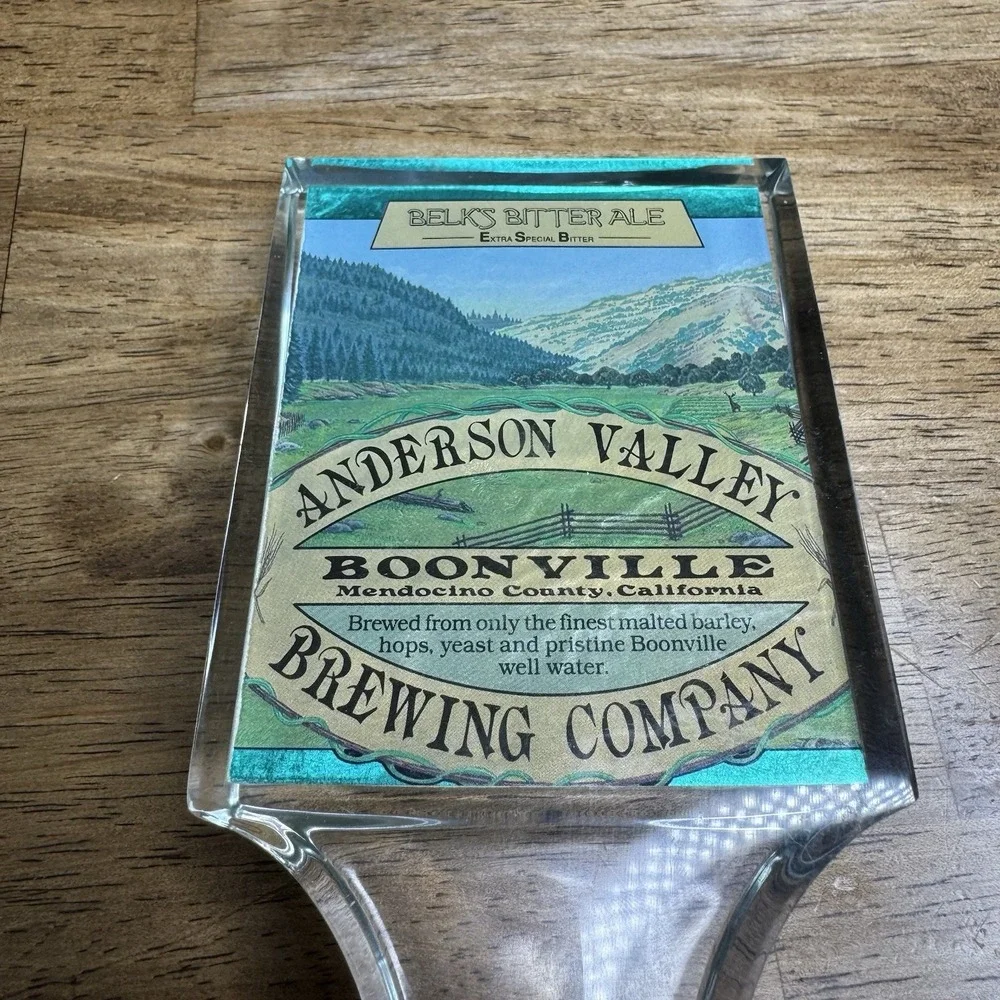 Vintage Anderson Valley Brewing Belks Bitter Ale Acrylic Beer Tap Handle Bar